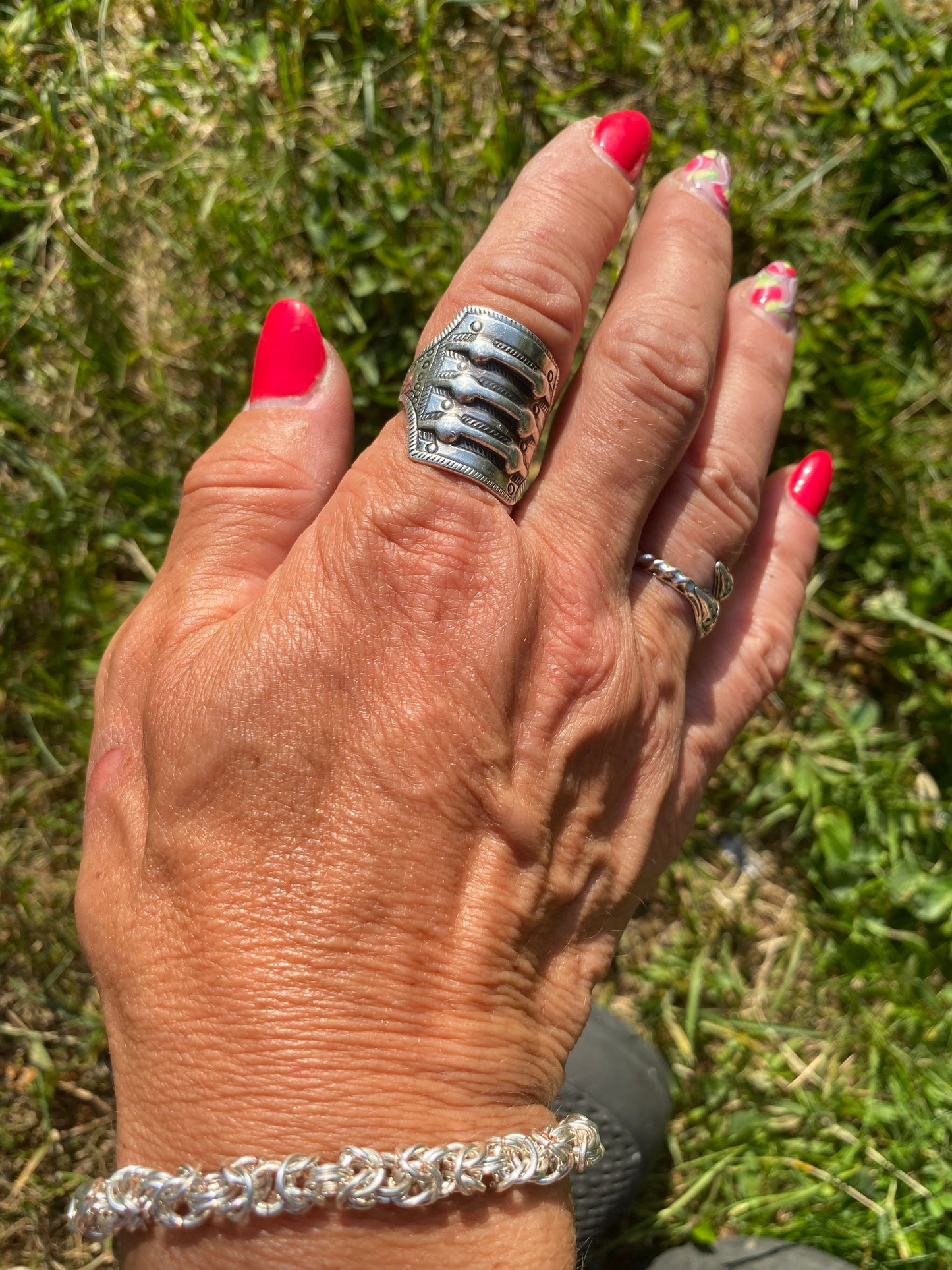 Øredobber og armbånd i 925-sølv, Byzantine weave