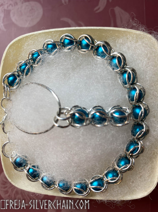 Bracelett 7 inches chainmaille Byzantine Fresh Silver